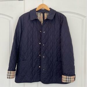 Burberry London Quilted Jacket Navy Size Large Nova Check